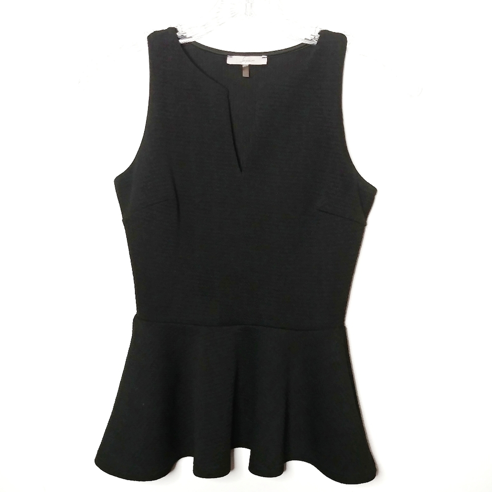 Soprano Black Peplum Sleeveless Knit Top Size XS